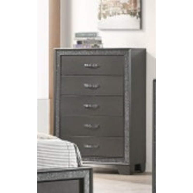Crown Mark Furniture Kaia Chest in Dark Gray