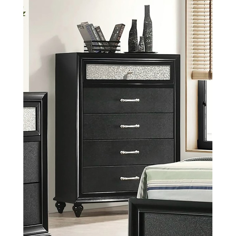 Crown Mark Furniture Lila 5 Drawer Chest in Black