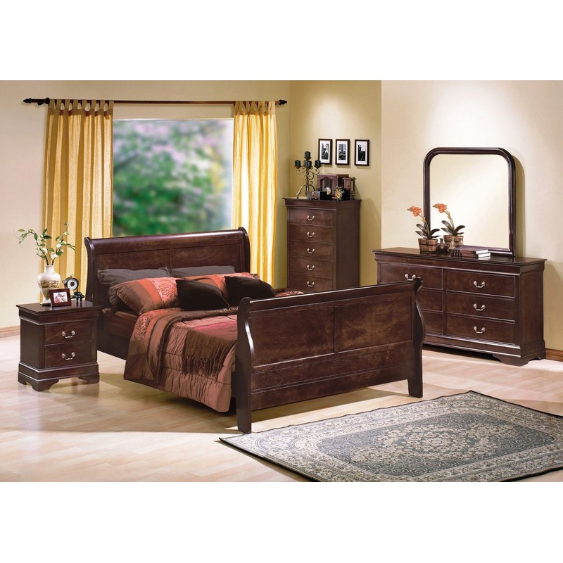 Crown Mark Furniture Louis Philip Drawer Chest in Dark Cherry