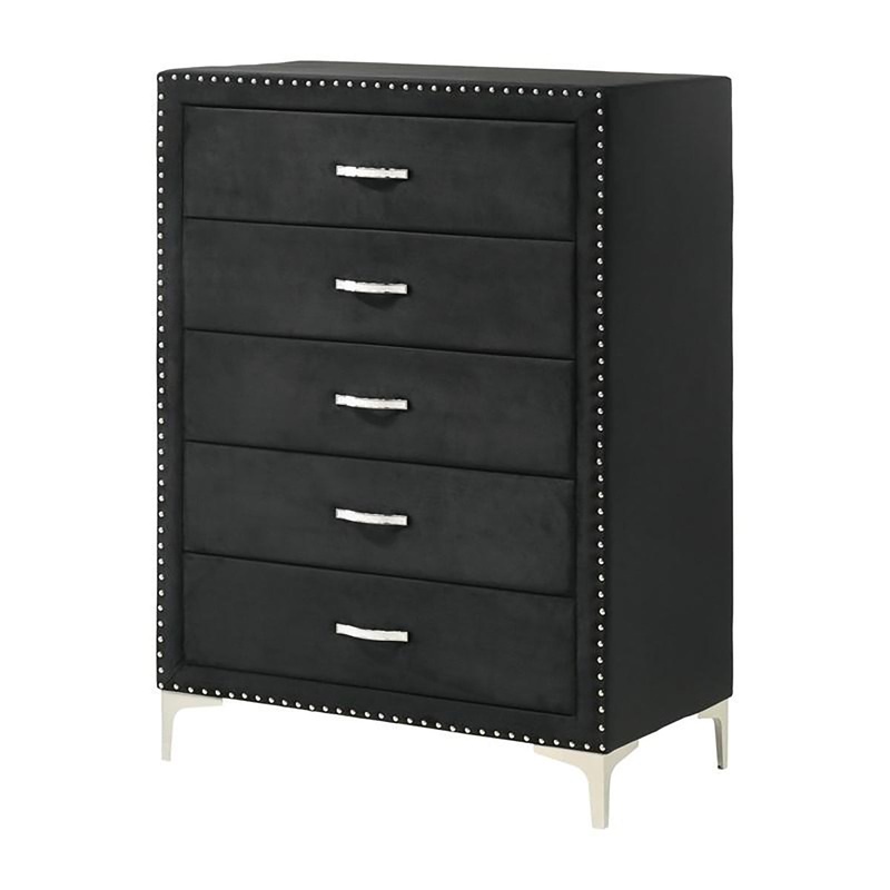 Crown Mark Furniture Lucinda 5 Drawer Chest in Black