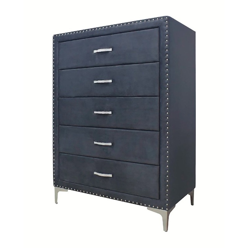 Crown Mark Furniture Lucinda 5 Drawer Chest in Gray