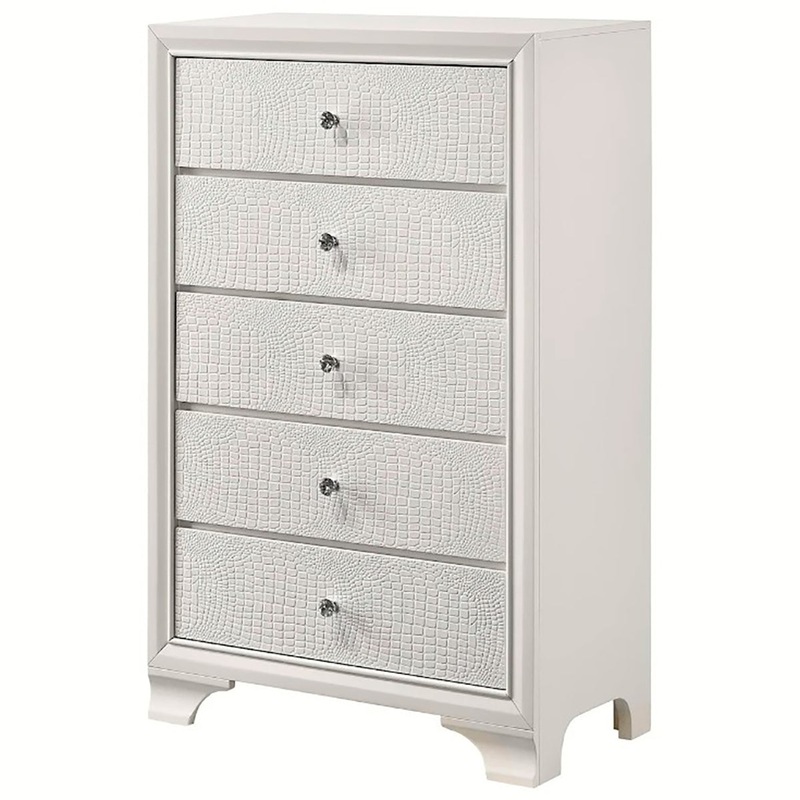 Crown Mark Furniture Lyssa 5 Drawer Chest in White
