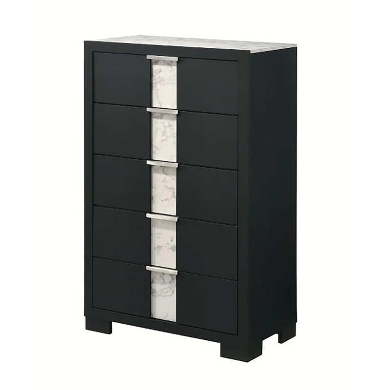 Crown Mark Furniture Rangley 5 Drawer Chest in Black