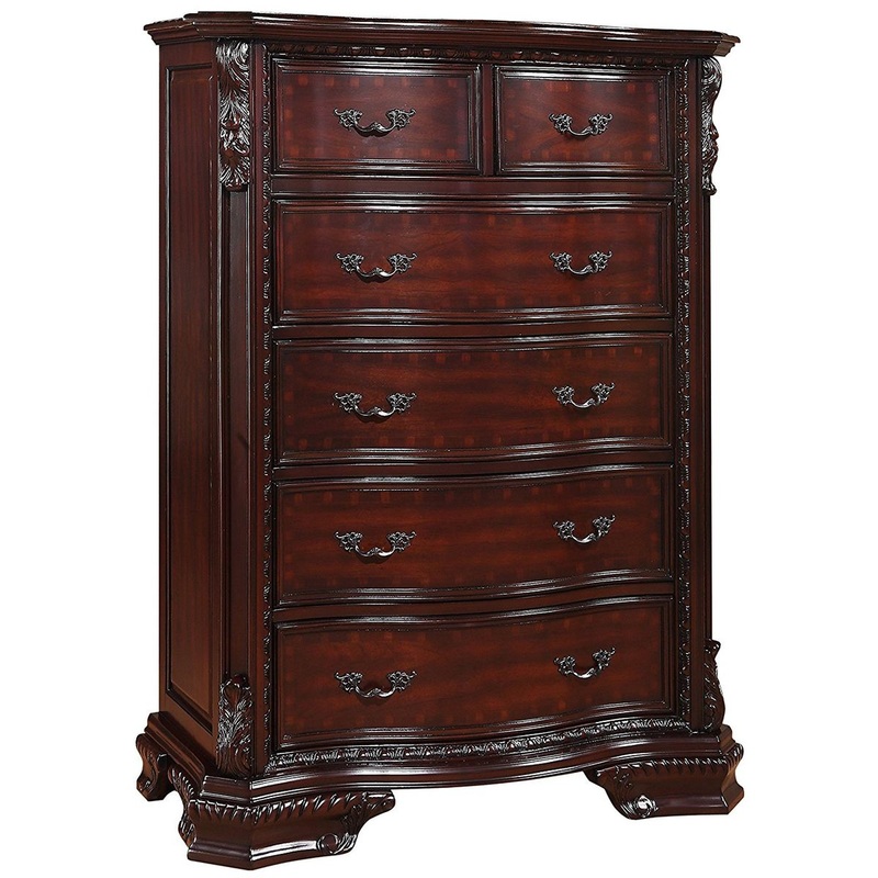 Crown Mark Furniture Sheffield 6-Drawer Chest in Dark Cherry