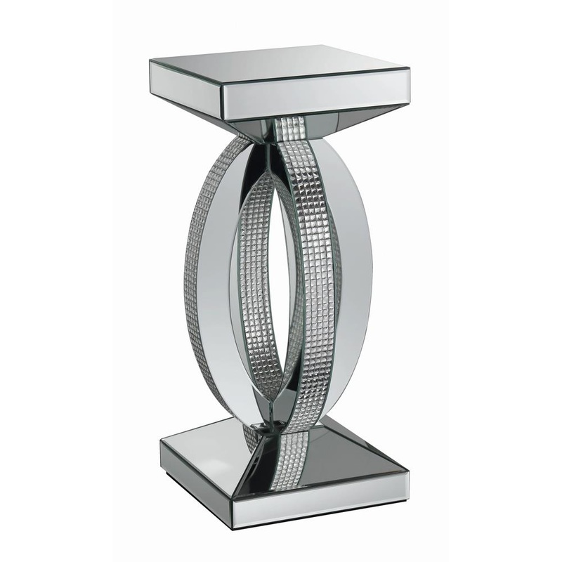 Amalia Square End Table with Lower Shelf Clear Mirror