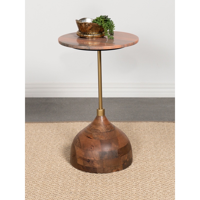 Colima Round Wood Top Side Table Peach