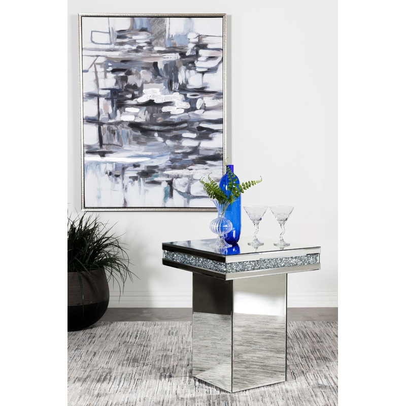 Elora Pedestal Square Top Accent Table Mirror