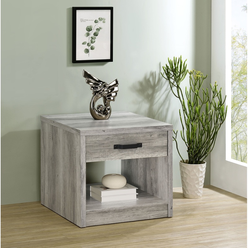 Felix 1-drawer Square Engineered Wood End Table Grey Driftwood