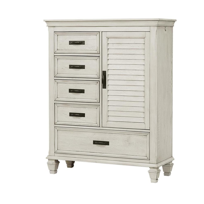 Franco 5-drawer Door Chest Antique White