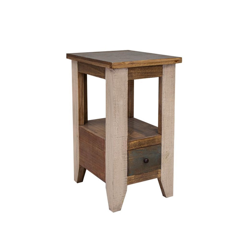 Antique Multicolor Chair Side Table w/1 Drawer