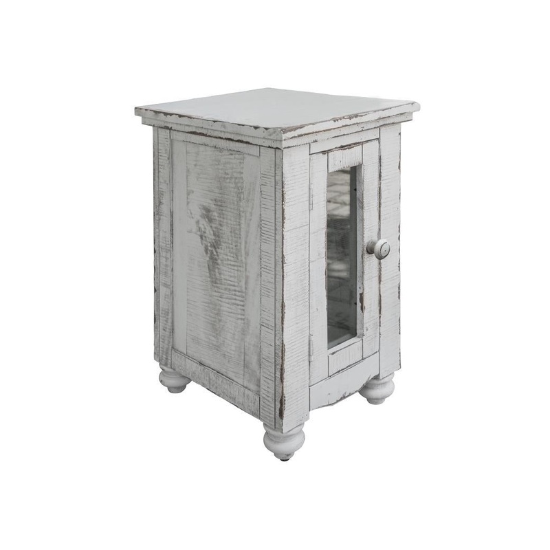 Aruba 1 Door, Chair Side Table w/ White finish