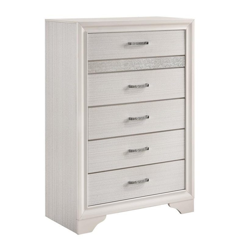 Miranda 5-drawer Chest White and Rhinestone