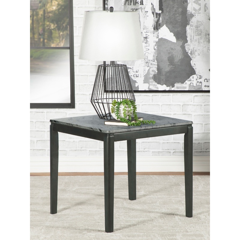 Mozzi Square End Table Faux Grey Marble and Black
