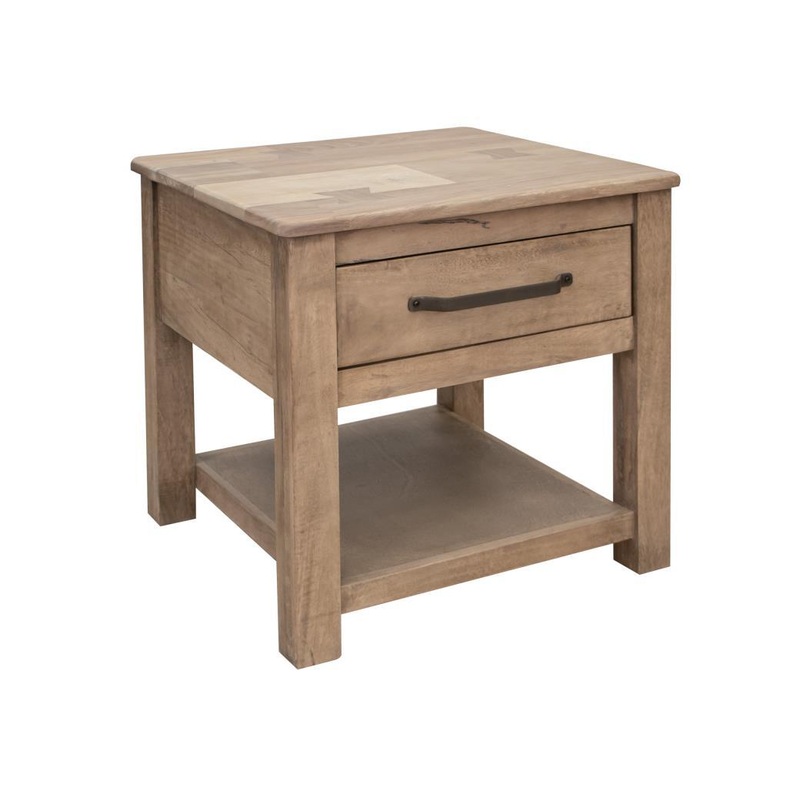 Natural Parota 1 Drawer, End Table