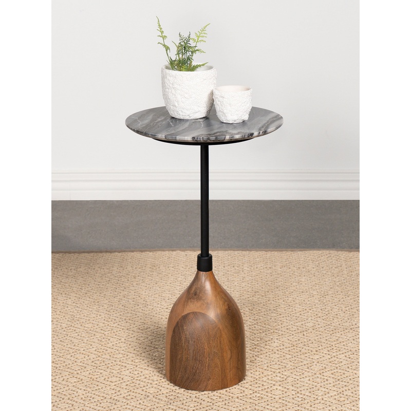 Ophelia Round Marble Top Side Table Black