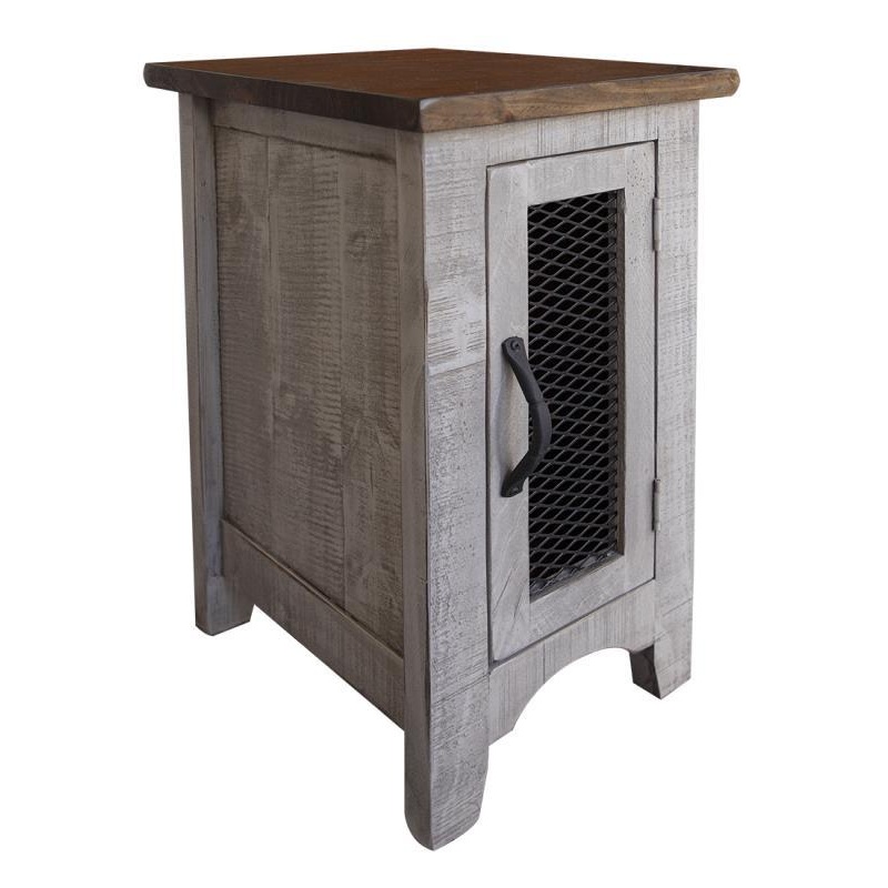Pueblo Gray Chair Side Table 1 Door