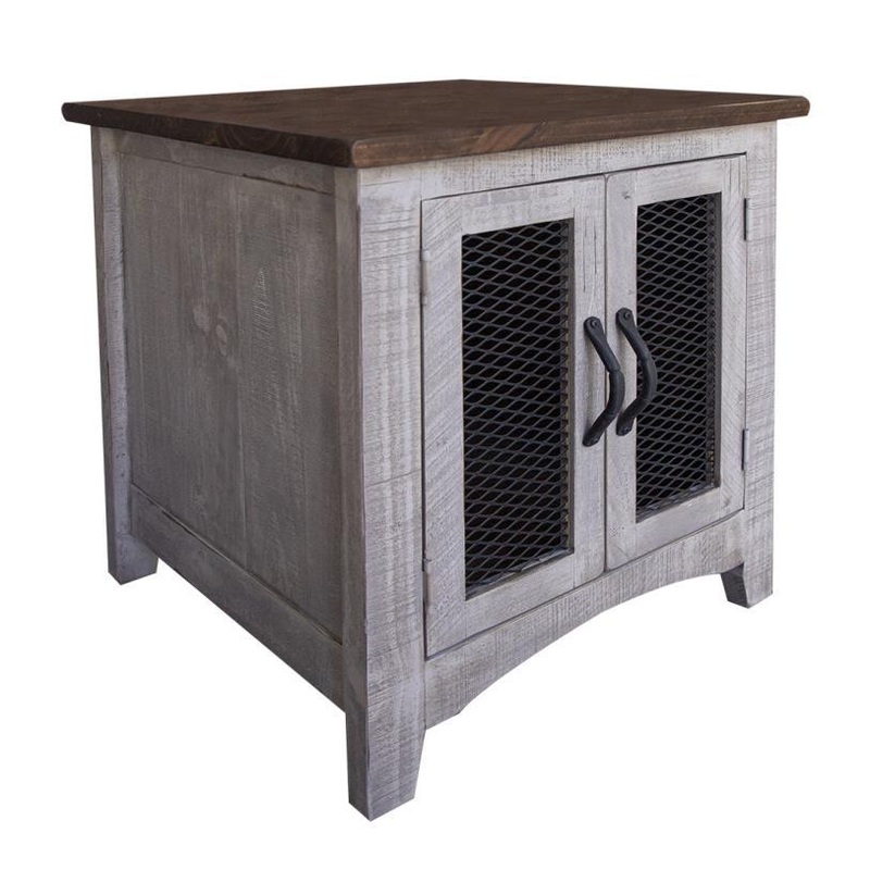 Pueblo Gray End Table 2 Doors