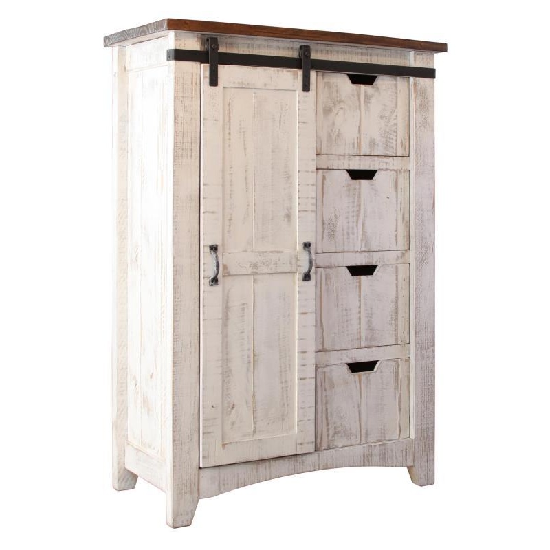 Pueblo White 4 Drawer, 1 door Chest