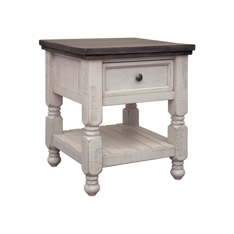 Stone 1 Drawer, Shelf End Table