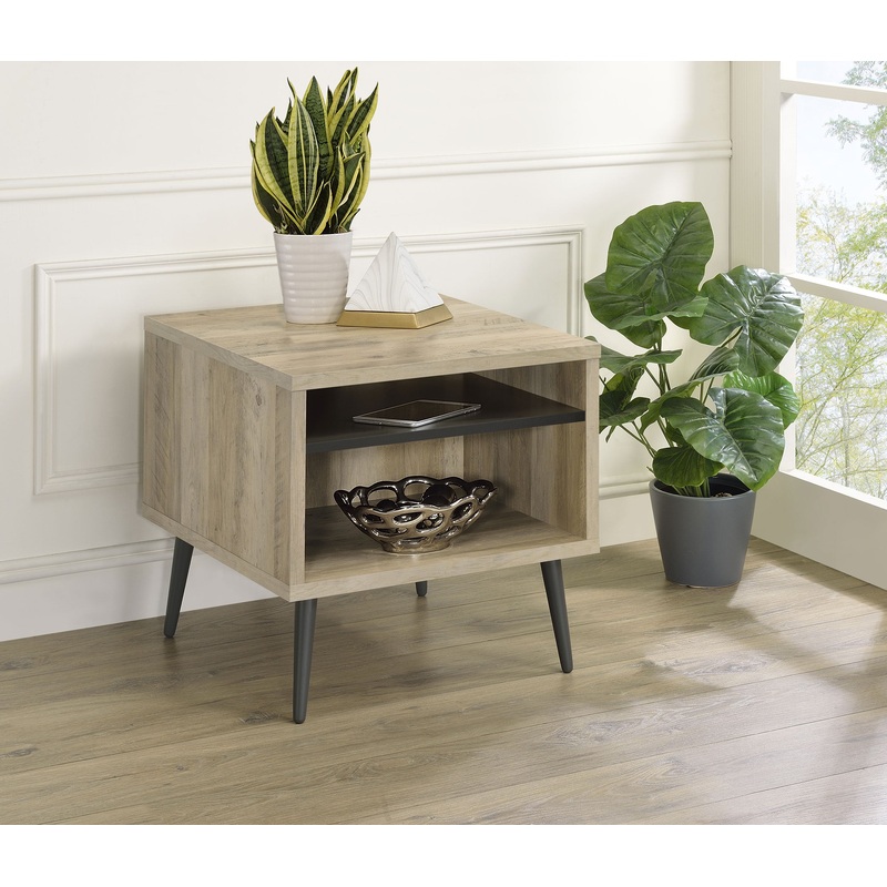 Welsh Square Engineered Wood End Table With Shelf Antique Pine and Grey