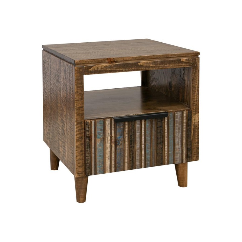 Tiza 1 Drawer, End Table Blue, w/1 multicolor drawer