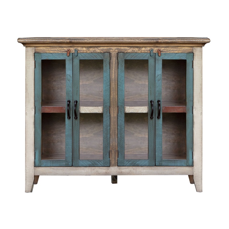 Antique – Console With 4 Glass Doors – Multicolor