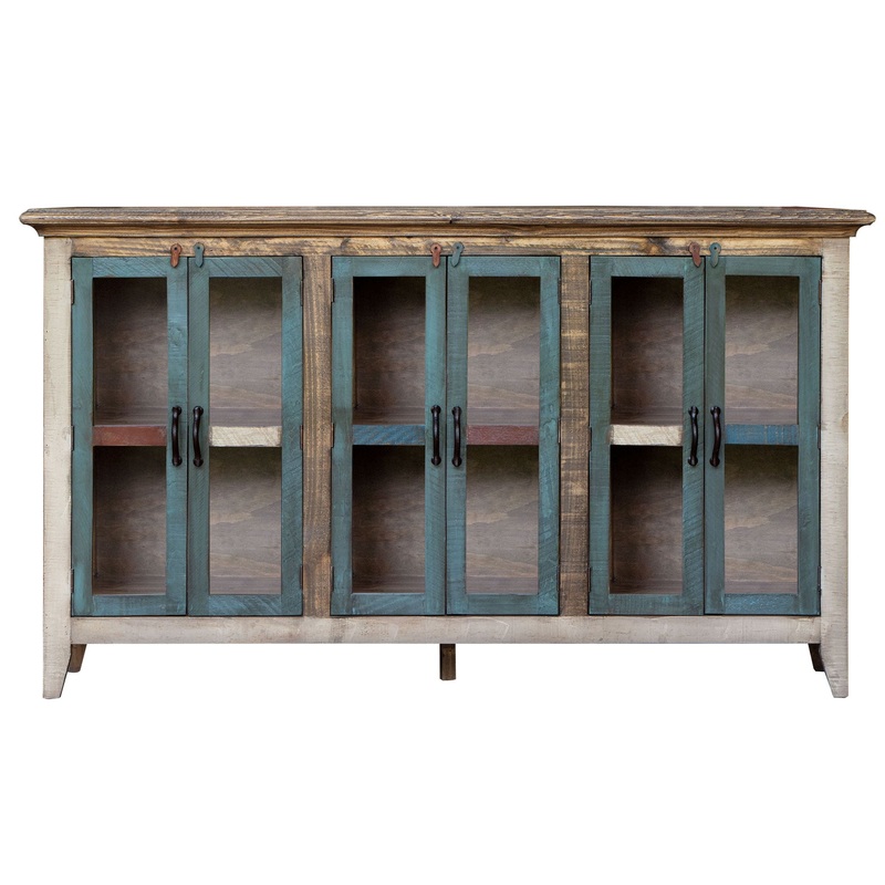 Antique – Glass Console 6 Glass Doors – Multicolor