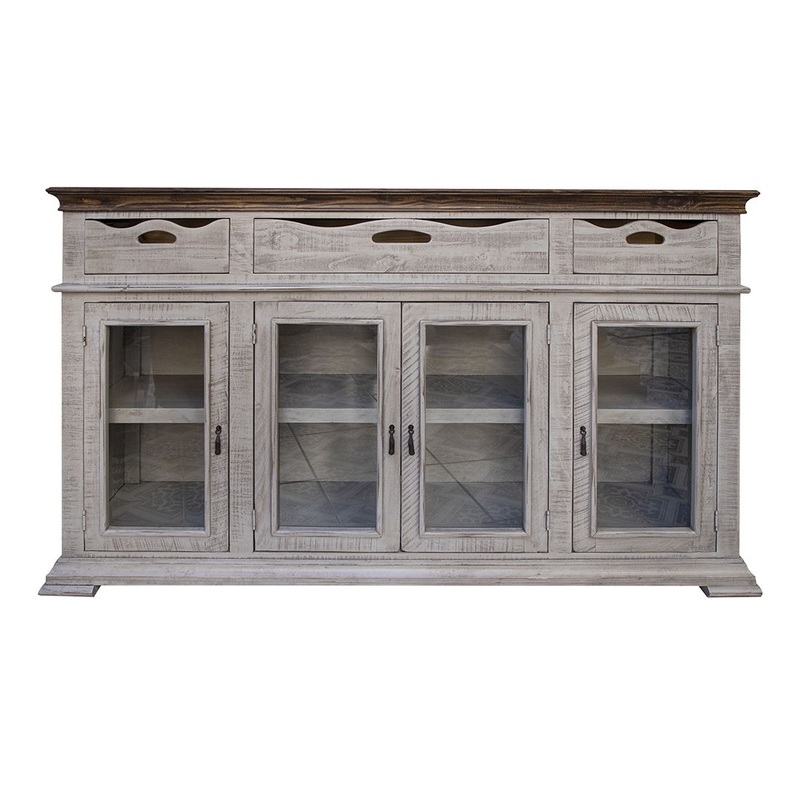 Gray – Console With 3 Drawers 4 Doors – Light Gray