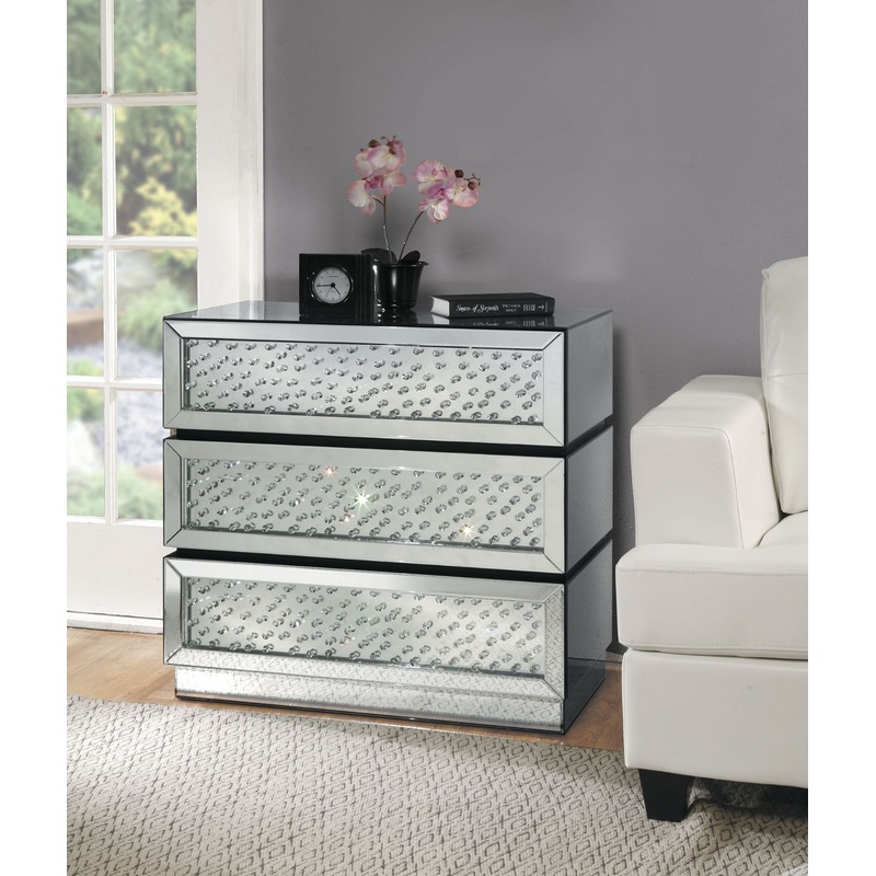 Nysa – Accent Table – Mirrored & Faux Crystals
