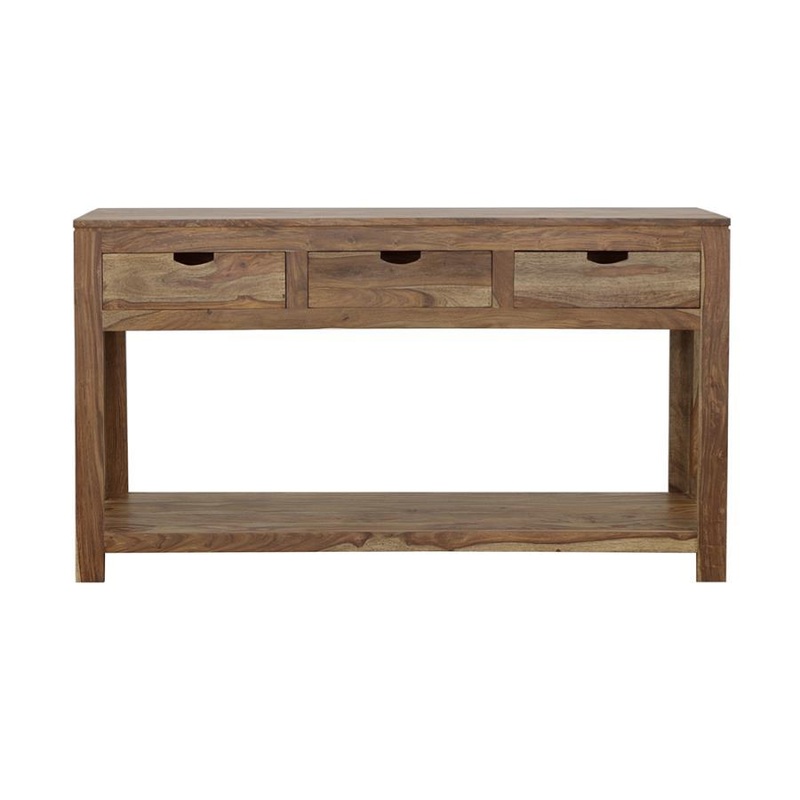 Esther – 3-Drawer Wood Console Table – Natural Sheesham