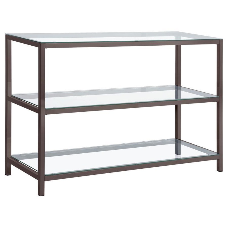Trini – 2-Shelf Glass Top Entryway Console Table – Black Nickel