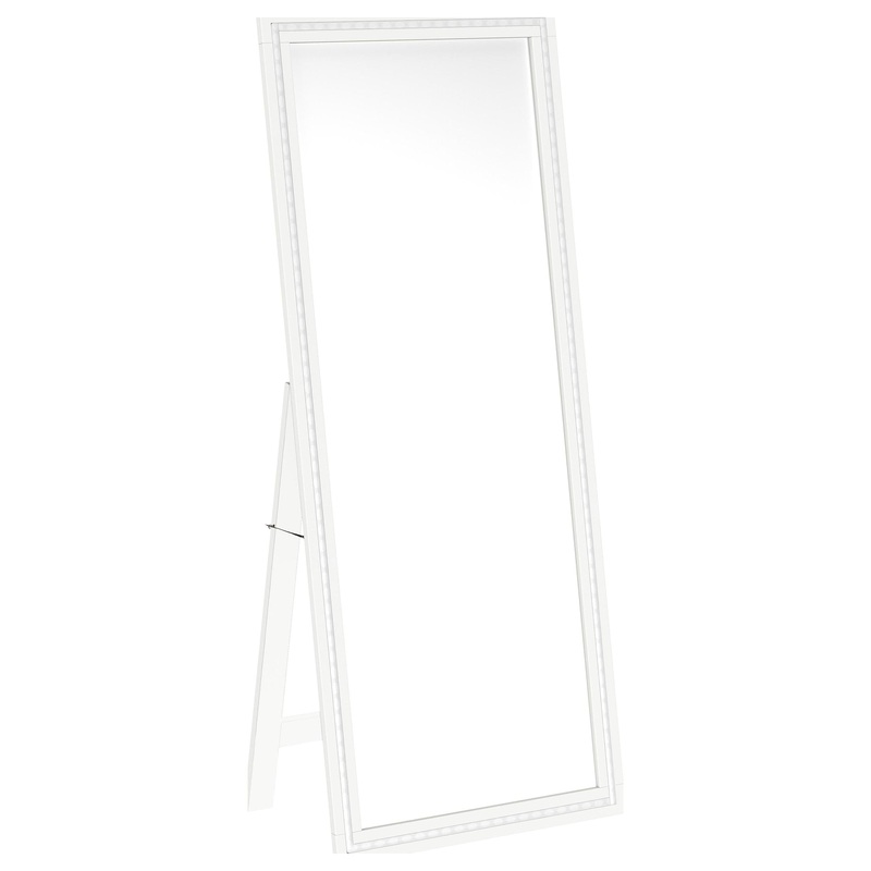 Windrose 28 x 67 Inch Tempered LED Standing Mirror White